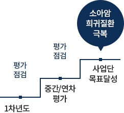 1차년도-평가점검 
 중간/연차 평가 - 평가 점검
사업단 목표달성 - 소아 암 희귀질환 극복